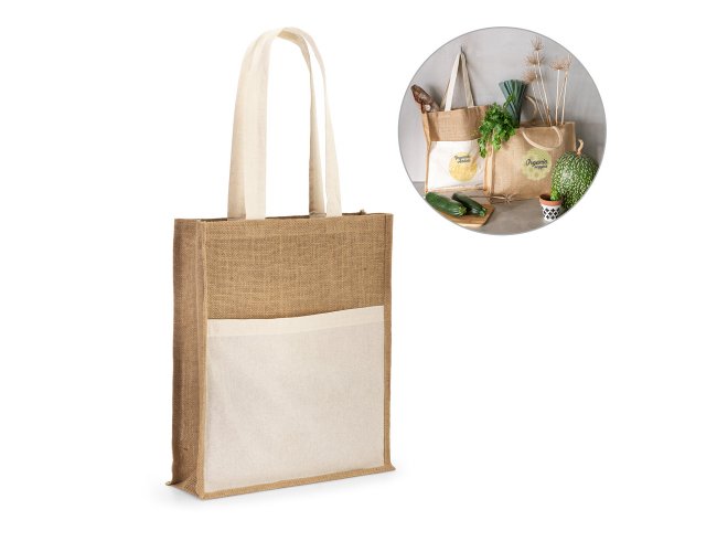 Sacola Juta com bolso frontal 100% algod�o - Modelo DEC 92823