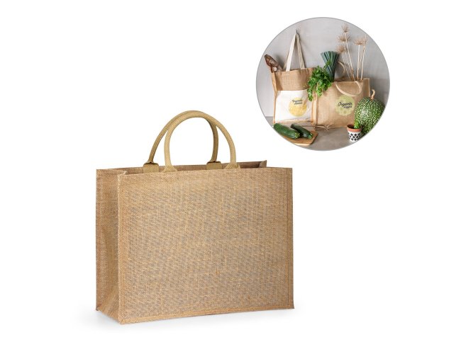 Sacola. Juta: 360 g/m. Com laminado no interior Modelo DEC 92827