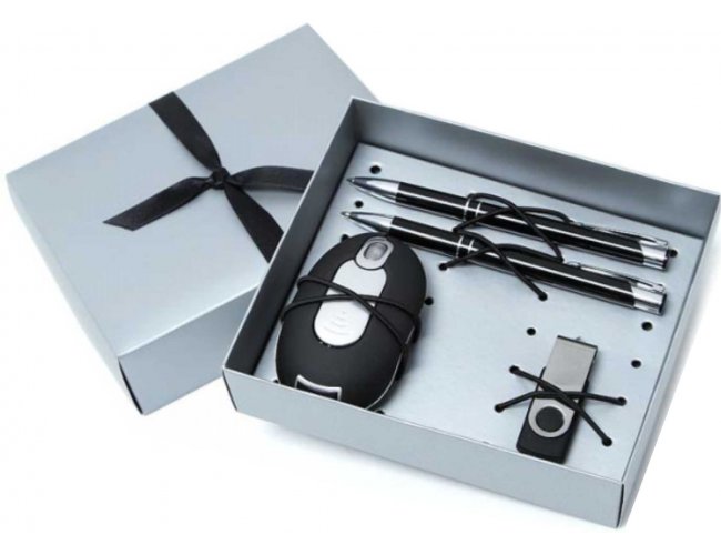 Kit escritrio - Caneta, Lapiseira, Mouse e Pen Drive - Modelo DEC 10370